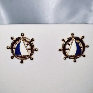 Nautical Gold and Blue Earrings